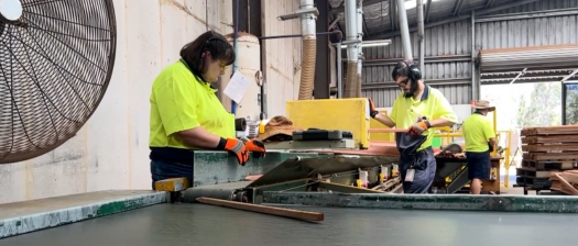 People with disability in high visibility PPE working in a warehouse